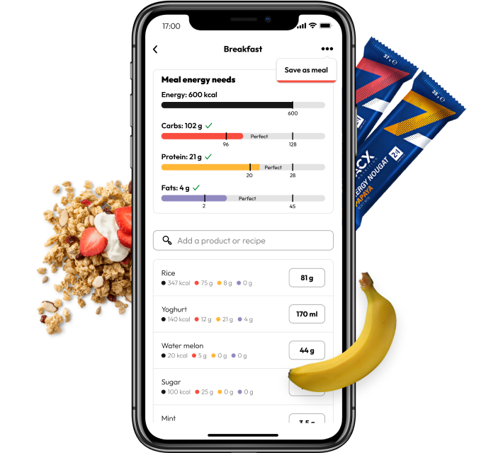 Example of nutrition plan in FoodCoach app