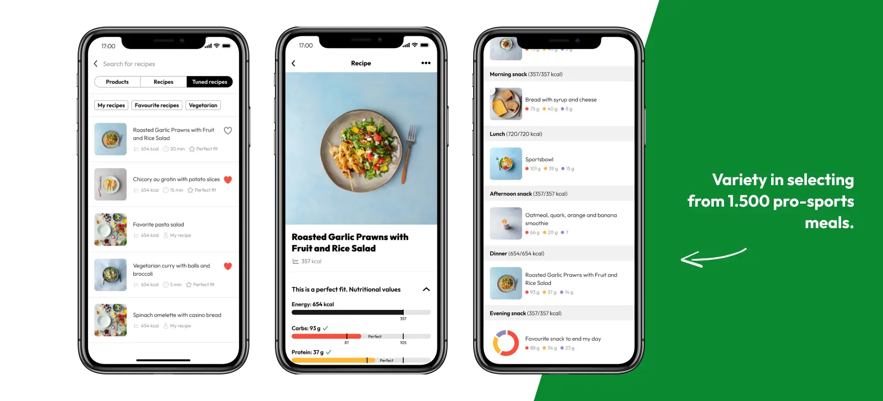 Example of The Athlete's FoodCoach app